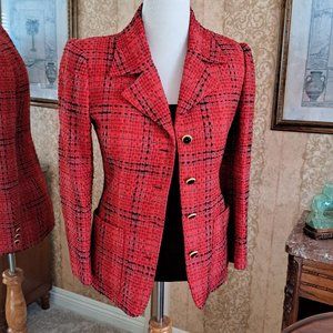 CARLISLE VINTAGE RED & BLACK PLAID BLAZER JACKET SIZE 4